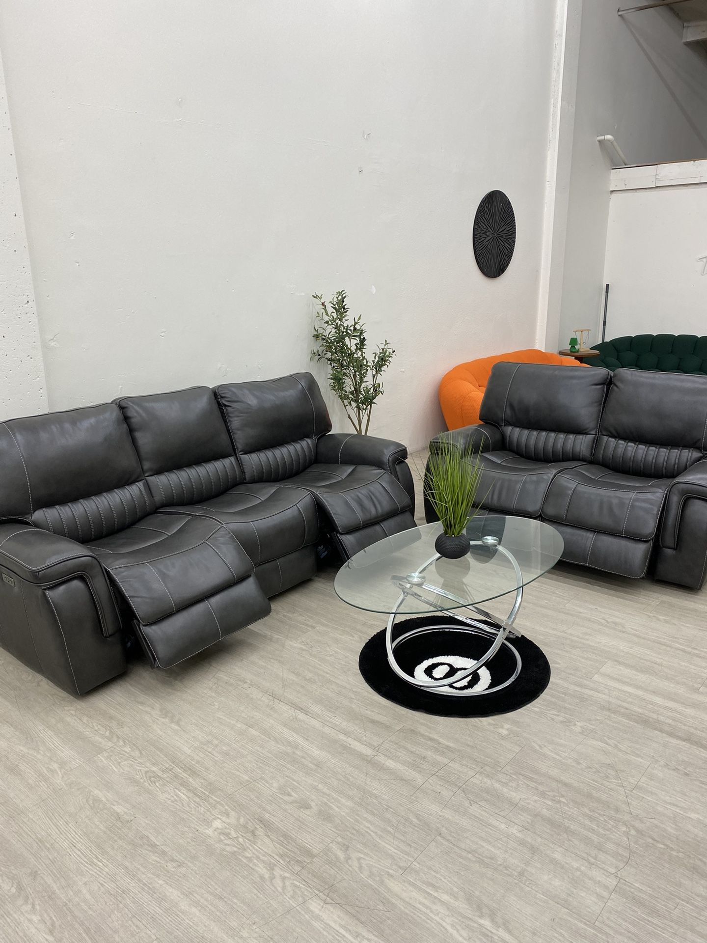 Williamton Leather Power Reclining Sofa and Loveseat Set