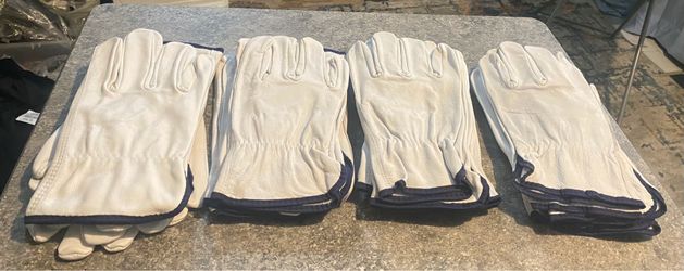 Gloves Work Or Drivers, 100% Leather, Non Lined, Industrial , 12 Pairs, New !