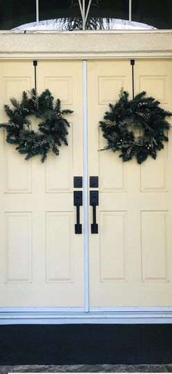 Set Of Two Christmas Wreathes For Door Plus Extras