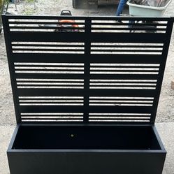 47"x47" Metal Black Rectangle Pots and Planter Raised Box with Trellis for Vine Climbing Plants