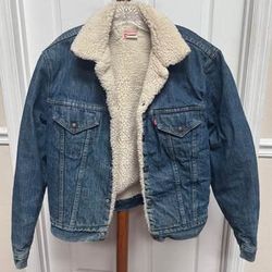 Vintage Levi’s Jean Jacket Sherpa Lined Made in the USA Size 42 just $65