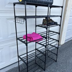 Multipurpose Ten Tier Shelf  Size : 12 ＂D x 33.5 ＇W x 49 ＂H  Only shelf does not include items  Material : Iron