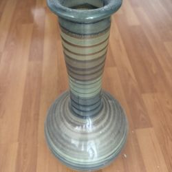 Hand-Blown Glass Vase – Made in Spain – Green & Earth-Tone Swirl – Modern Home Décor