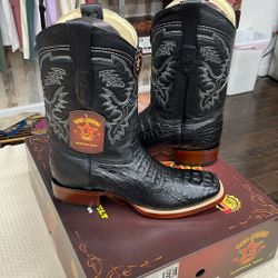 Size 12 - Brand New Los Altos Mens Wide Square Toe Caiman Hornback Black Cowboy Boot (contact info removed)