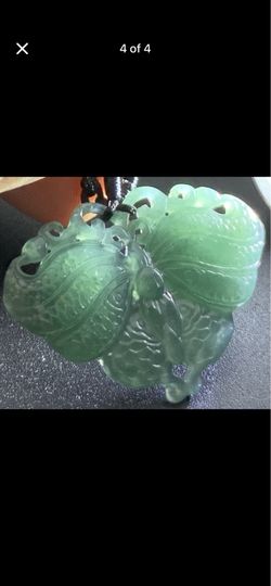 Certificates Green Jadeite  Hand Carved Natural Grade A Butterfly