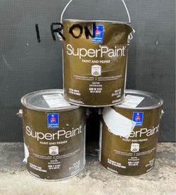 3 gallons Exterior Super Paint. Satin. Iron ore color