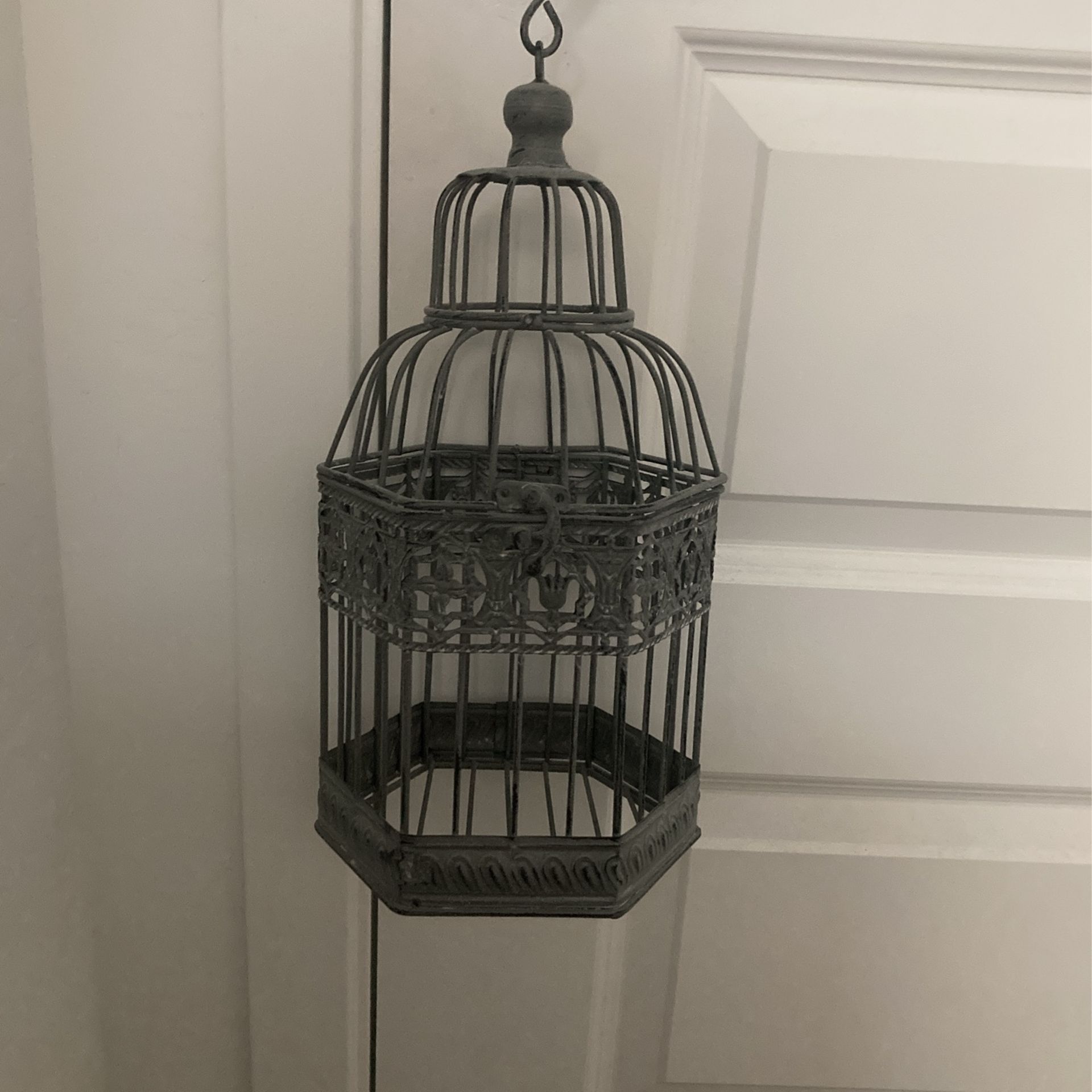 Silver Hanging Decorative Bird Cage