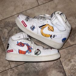 2018 Supreme × NBA x Nike Air Force 1 Mid White Size 9.5