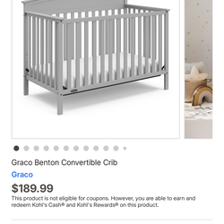 Graco Benton crib + mattress + Waterproof Mattress protector + 2 crib sheets