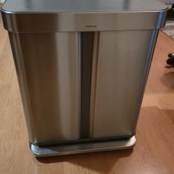 simplehuman 58L Dual Compartment Step Can with Plastic Lid