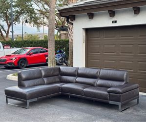 Sectional Couch/Sofa - Real Leather - Brown - Delivery Available 🚛