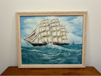 Vintage Nautical Original Oil Painting 34x27