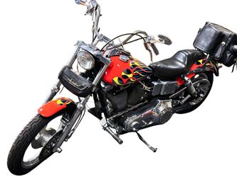 1993 Harley Davidson Dyna Low Rider Low Mileage Black With Flames Custom Paint Job rare Find
