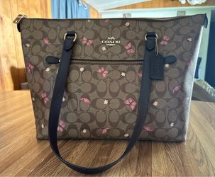 Coach Butterfly Print Logo Tote Bag