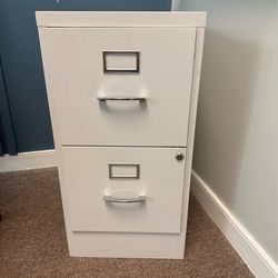 Two drawer metal file cabinet