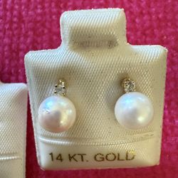 Genuine Pearls With Genuine Diamond Accents 14k
