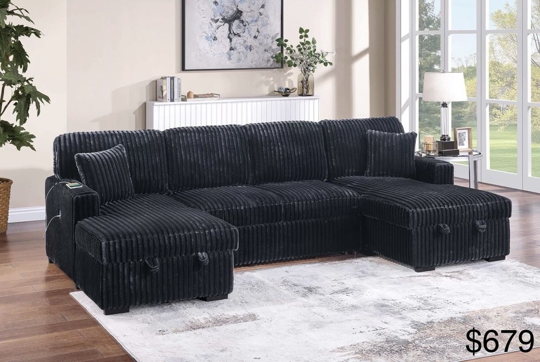 Corduroy Sectional Sleeper Sofa