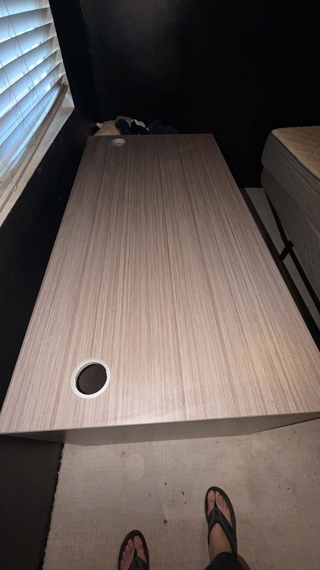 Large modern computer desk in mint condition. Super clean surface, no scratches, sturdy, and perfect for gaming, work, or home office.