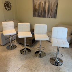 New 4 White Bar Stools 