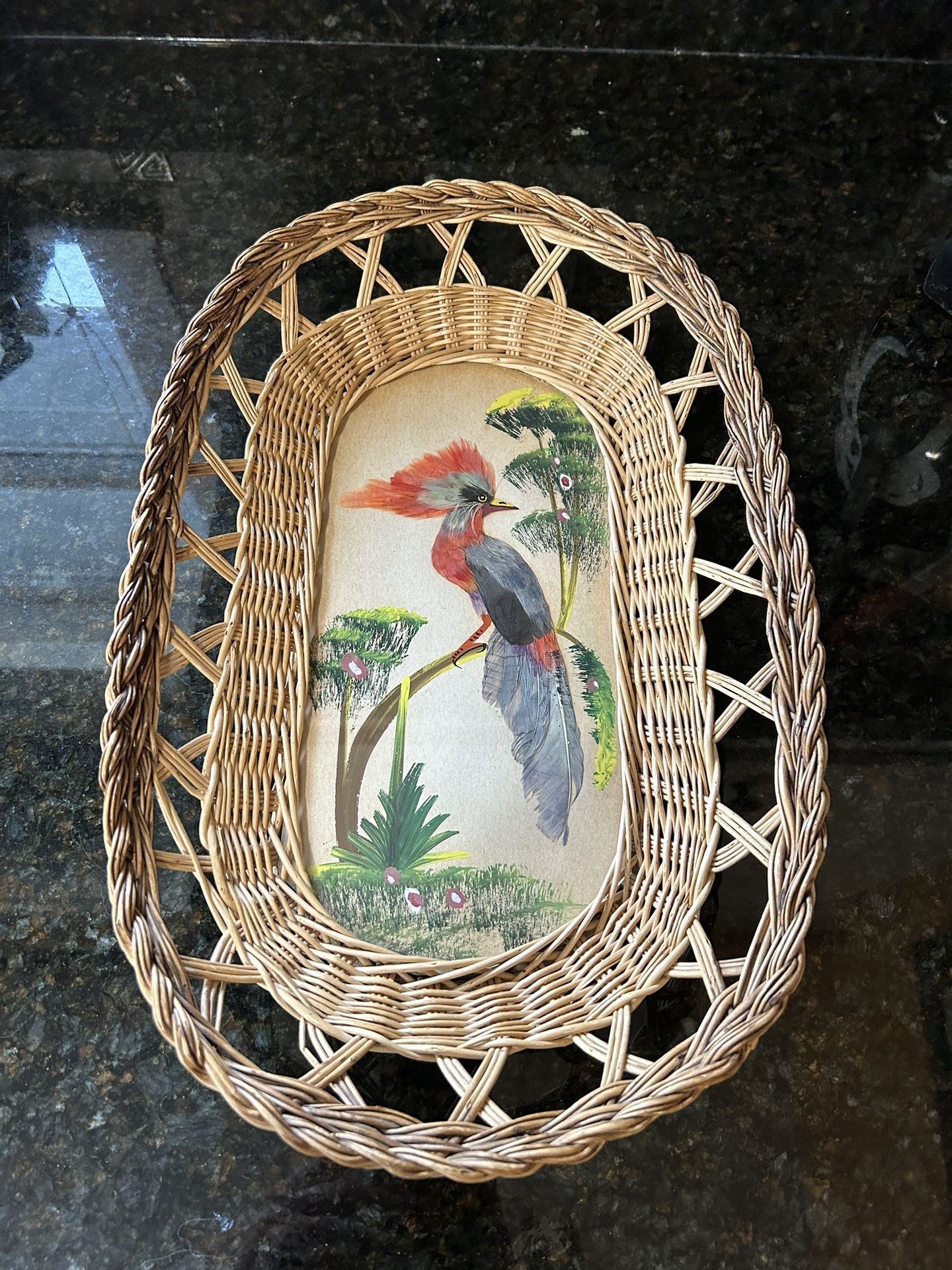 Vintage Feathered Bird Basket