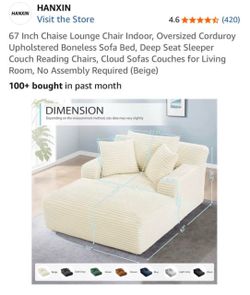 Hanxin 67-Inch Corduroy Chaise Lounge Chair