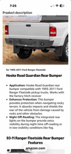 Rear Bumper for Ford Ranger flare side 1993 to 2011 Where Bumper for Ford Ranger flare side 1993to 2011