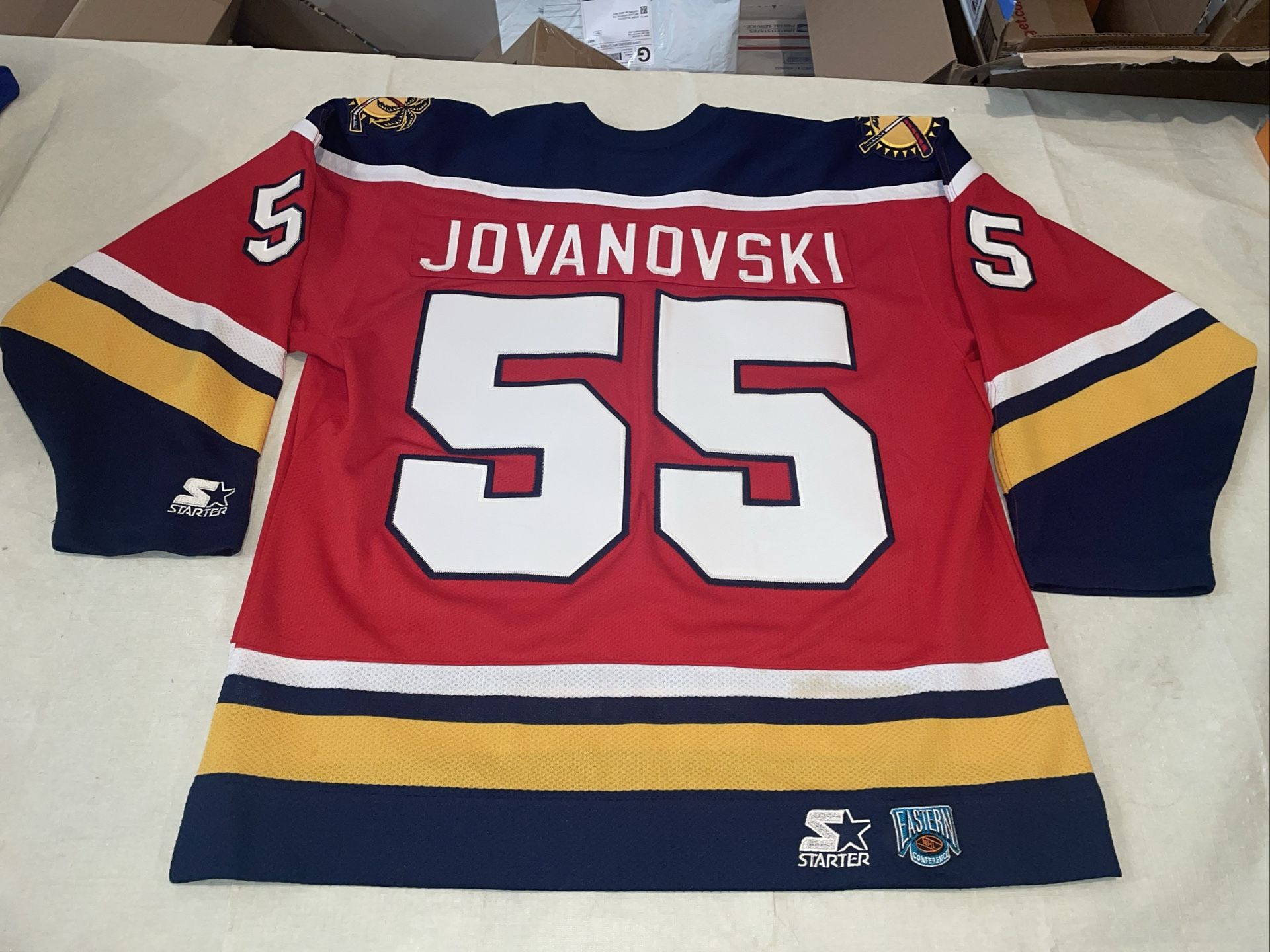 Ed Jovanovski Florida Panthers Starter Jersey Red Euc Sewn Mens Large Vtg 90s