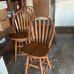 Two solid Oak barstools