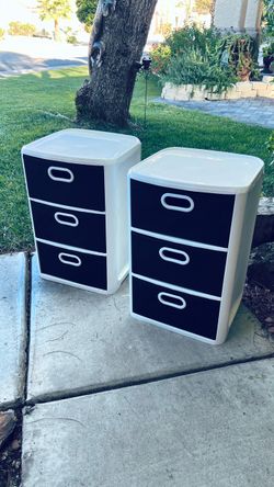 3-Drawer Plastic Storage Units Set of 2