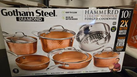 Gotham Steel Diamond - Hammered 10 Pc Nonstick Cookware Set Pots and Pans Set