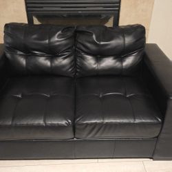 Black Faux Leather Sofa