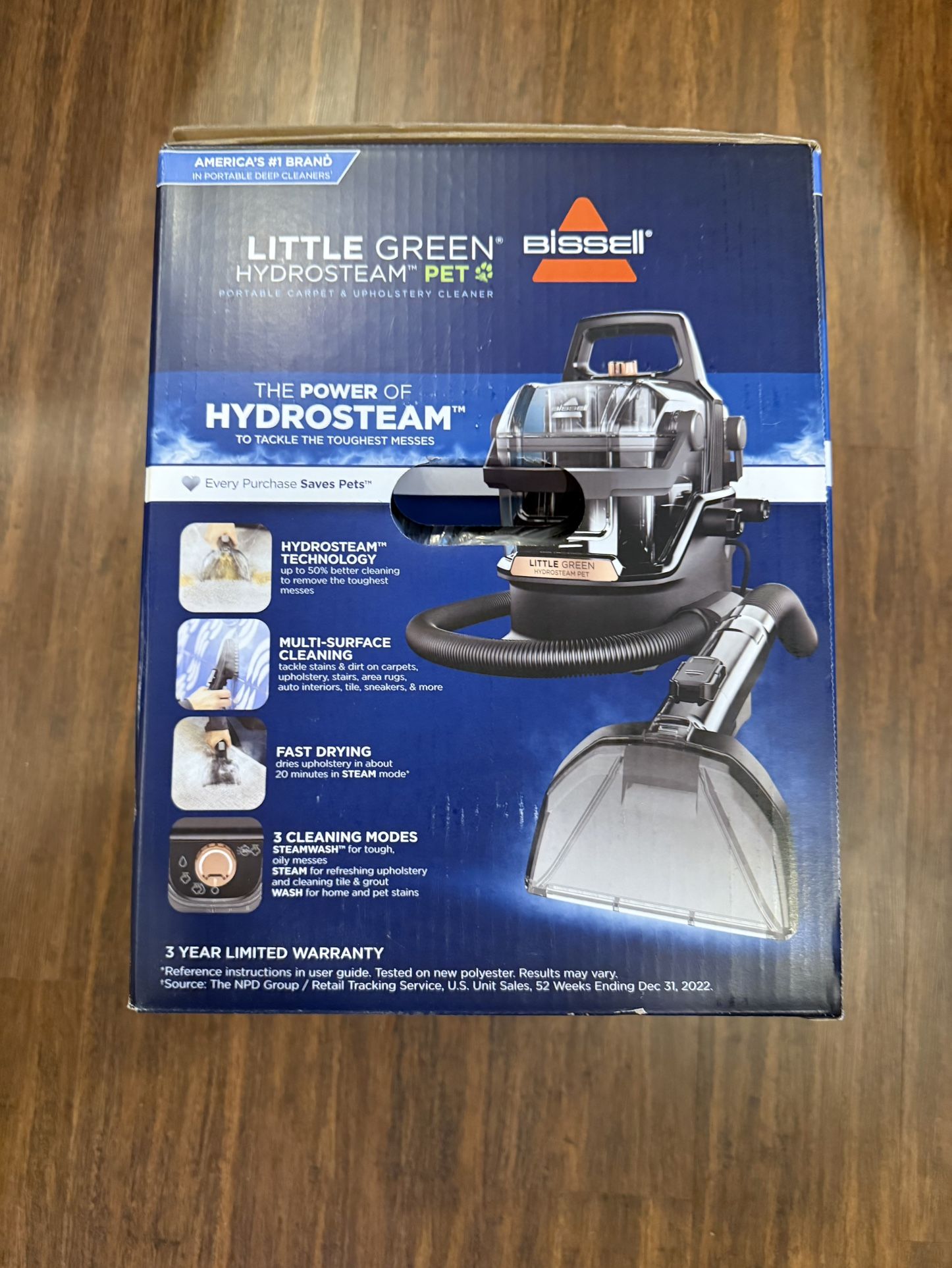 Bissell Little Green HydroSteam Pet - Portable Carpet Cleaner, Heated Cleaning, Pet Hair
