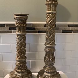Pair Of Ornate Candleholders 