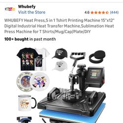 WHUBEFY Heat Press,5 in 1 Tshirt Printing Machine 15"x12