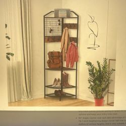 NEW Corner Coat Rack. Corner Coat Rack w/Shoe Storage, Corner Hall Tree with Bench and Shoe Storage, Freestanding Corner Shelves w/14 Hook for Entrywa