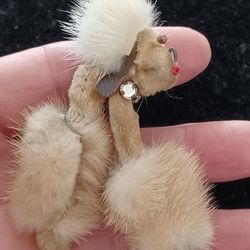 Vtg.MINK FUR DOG PIN