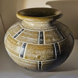 Ceramic Thai Asian Decorative Vase Vintage Primitive Clay Decor