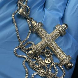 Sterling Silver 24in Cross Necklace 