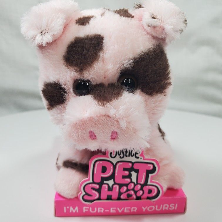 Justice Pet Shop AVERY Pink Pig with Brown Spots HTF Retired 6” NIB