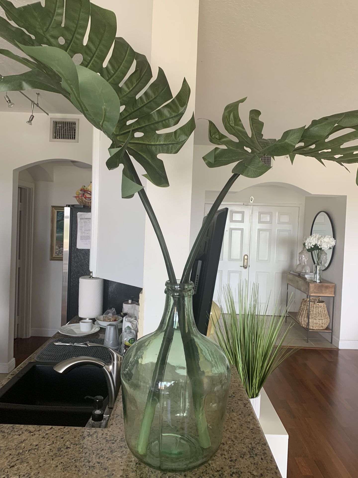 Large Vase With Faux Flower