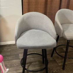 TWO GRAY BAR STOOLS