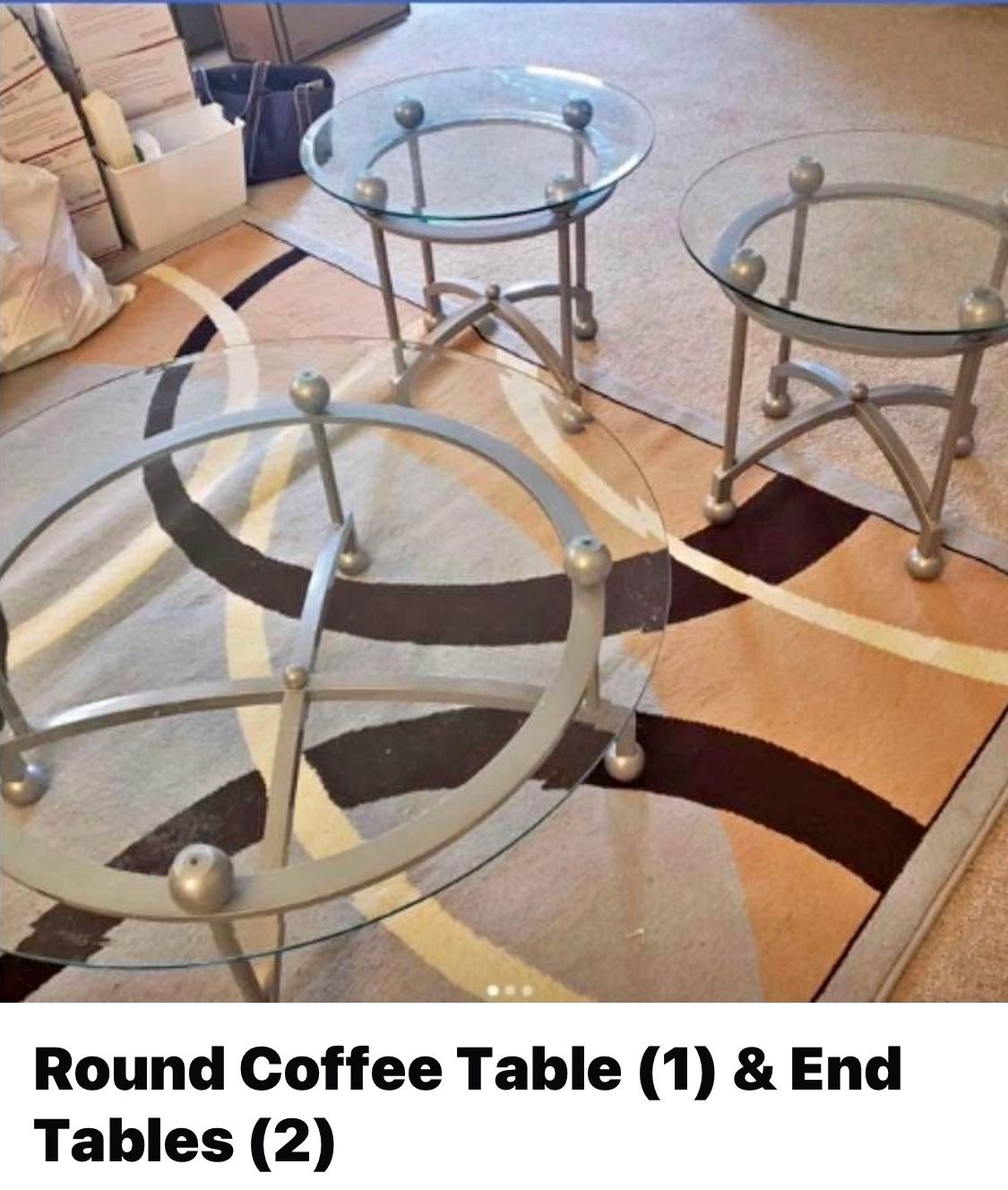 Round Coffee table W End Tables