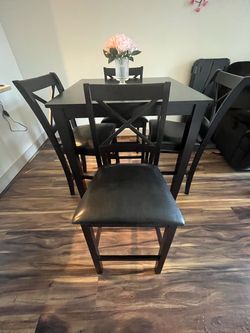 Dark brown high top Dining Table Set with 4 Chairs