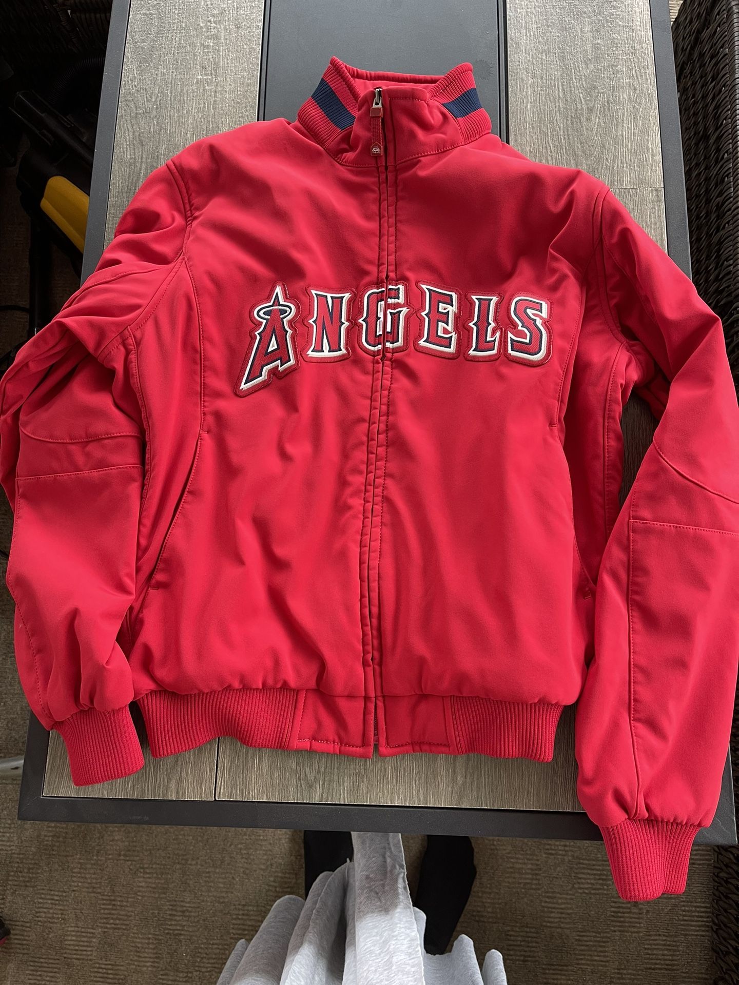 Los Angeles Angels Majestic Therma Base Vintage MLB Authentic Zip Up Jacket Sz.L