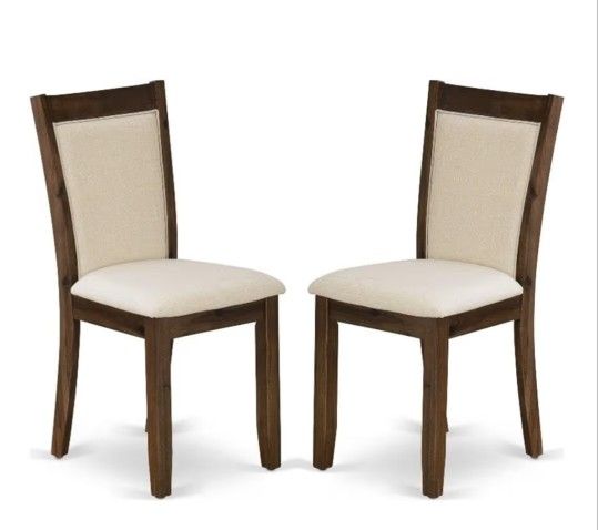 East West Furniture MZCNT32 Monza Parson Chairs Light Beige Linen Fabric Upholstered Dining Chairs
