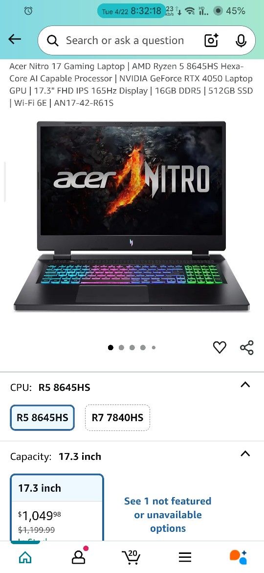 Acer Nitro 17 Gaming Laptop