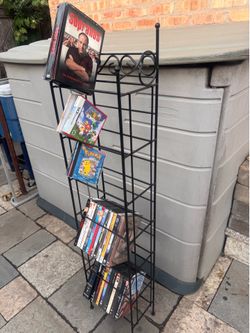Metal wire frame tower storage rack for DVD CD and Game