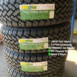 LT225/75R16 TBB A/T Set of Tires Installed and Balanced Set de Llantas Nuevas Instaladas y Balanceadas