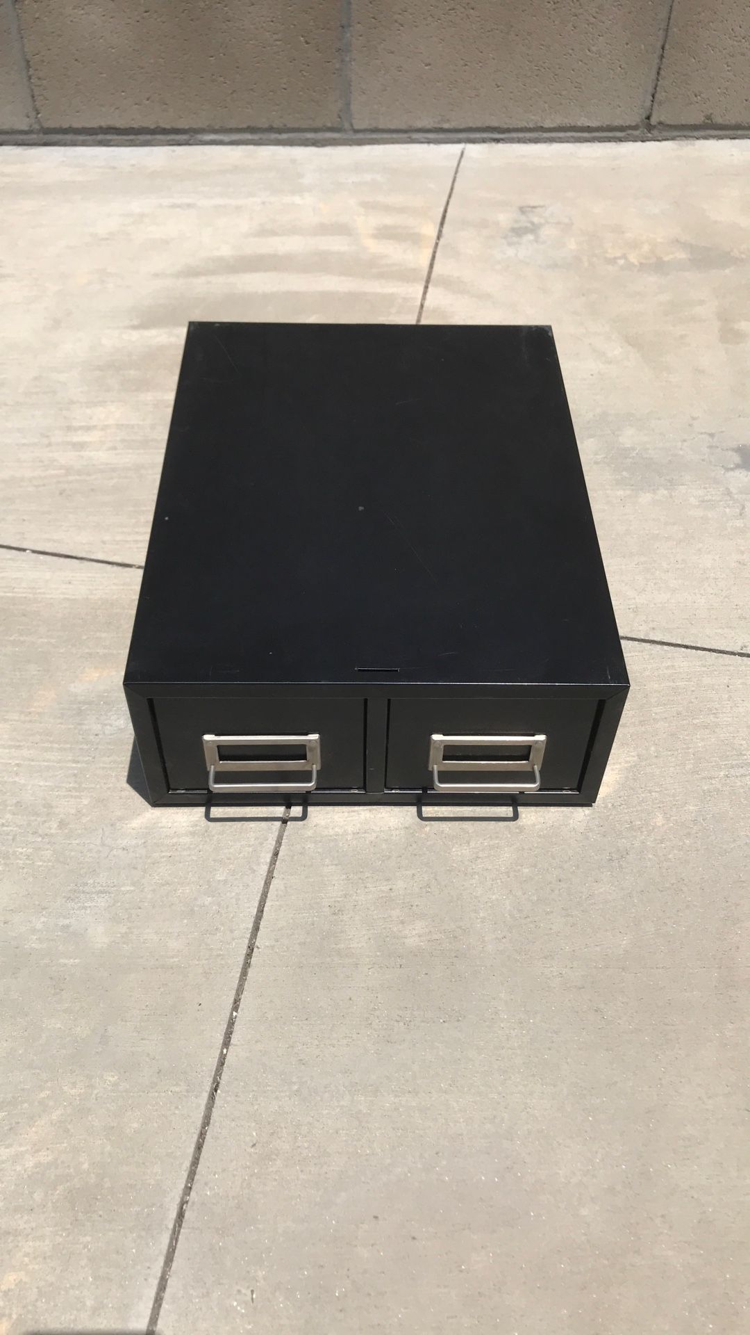 Stackable Two Drawer holder Index Card Library Catalog Storage Steel File Cabinet Black