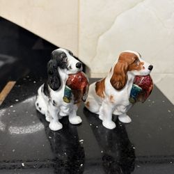 Two Royal Doulton Dog with Bird 3.5”x3.5”